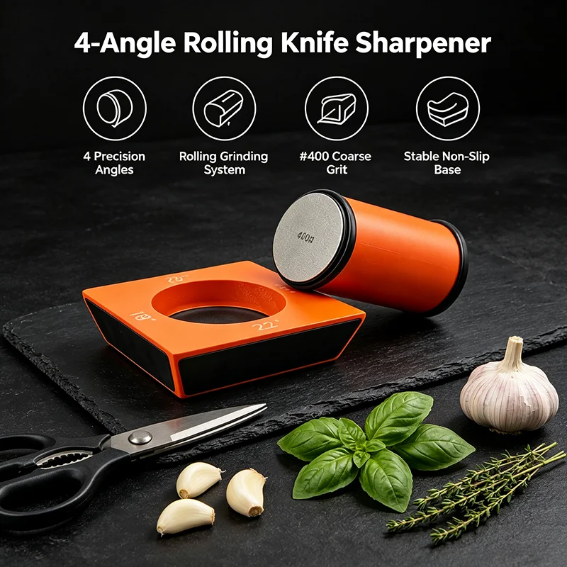 4 Angles Rolling Knife Sharpener Kit Straight Edge Roller Knife Sharpening Industrial Diamond Whetstone Chef Knife Sets Tool Kit