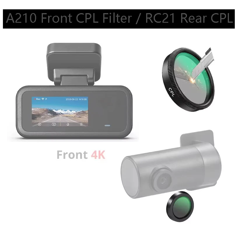 for 70mai A210 HD CPL Filter HD Lens Dust Protection Anti Glare for 70mai Rear RC21 CPL Filter