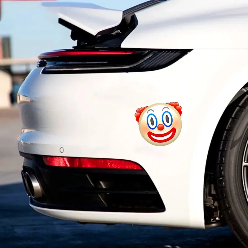 

5.91inchX5.35inch Creative Clown Emoji Sticker Suitable for Car and Motorcycle Bumper Decoration Waterproof Reflective Sticker