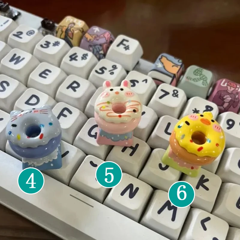 New DIY Colorful Donut Key Cap Cute Girl Pink Cross Axis Cherry MX Switch Game Mechanical Keyboard Keycap