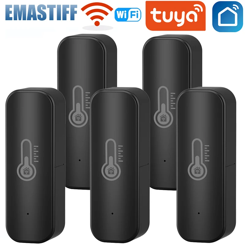 

Умный Wi-Fi датчик температуры и влажности Tuya, комнатный термометр, мониторинг гигрометра, работает с Alexa, Google Home