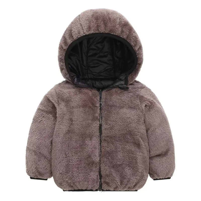 Children Warm Hooded Coats 2024 New Girls Fleece Jackets Baby Boys Casual Clothes Thicken Kids Winter Cotton Padded Windbreaker