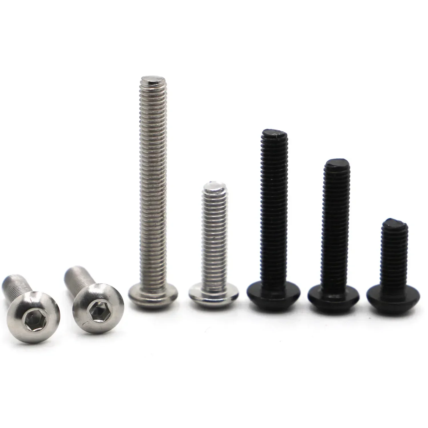 5-50p ISO7380 M2 M2.5 M3 M4 M5 M6 M8 304 A2 Rotondo in acciaio inossidabile o nero G10.9 Vite a esagono incassato Viti a brugola con testa a bottone