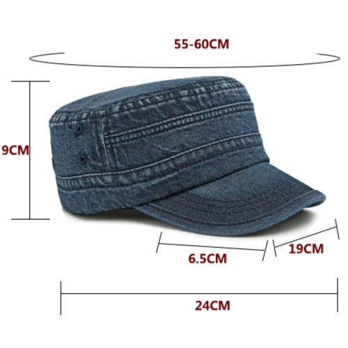 Imagen 2 del producto Gorra de béisbol HT4930, gorras de primavera y otoño para hombres y mujeres, gorra de béisbol vaquera de algodón, gorra plana militar ajustable para hombre y mujer