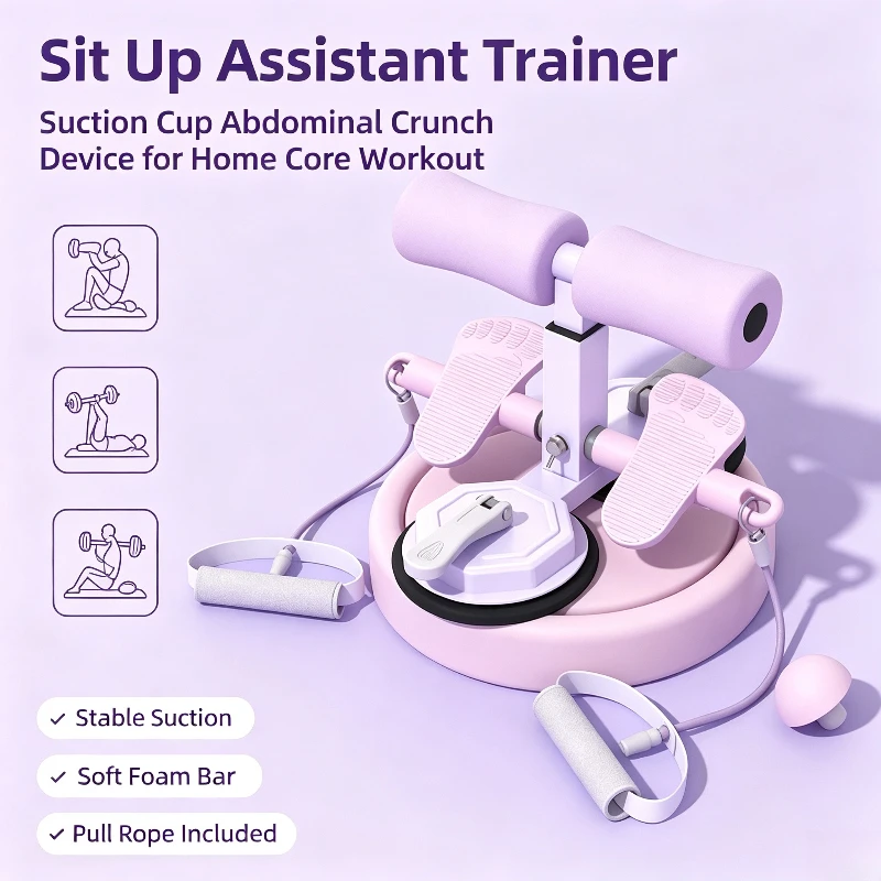 Abdominal Sit Up Trainer Suction Cup Crunch Assistant Multifunctional Pull Rope Core Toner Fitness Equipment for Home Use
