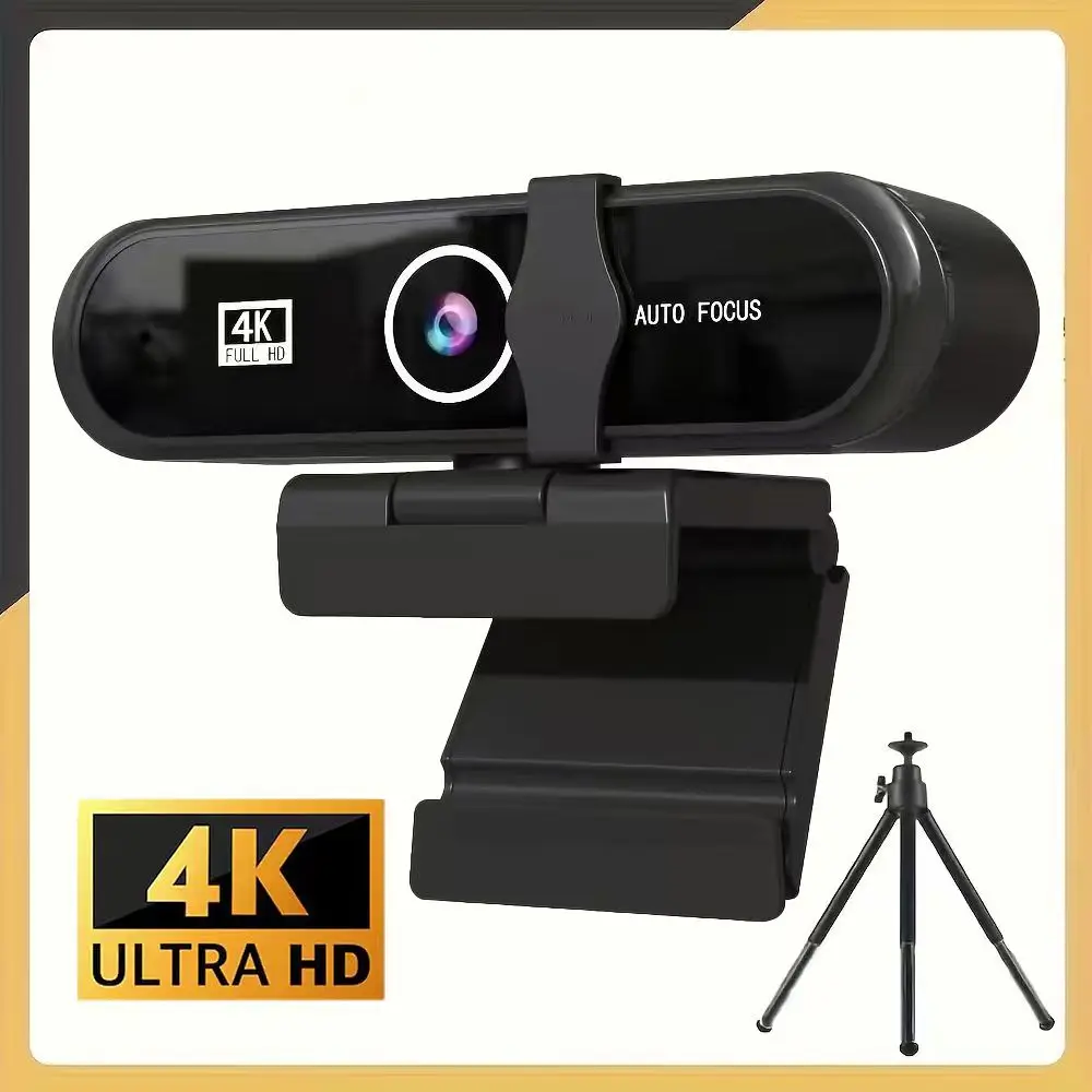 

4K UHD Webcam, Auto Focus, Built-in Microphone, USB Camera, Desktop/laptop, Includes Tripod Mount, Plug-and-Play
