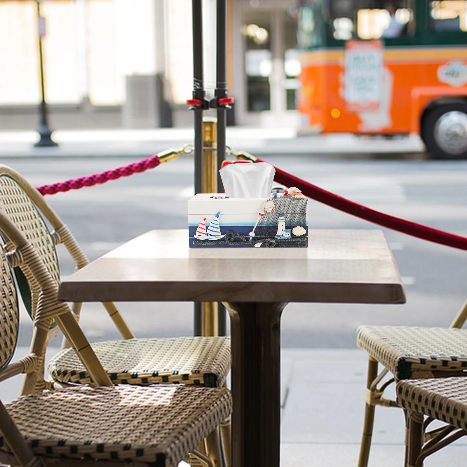 

1pc Wooden Tissue Box Decorative Storage Container Mediterranean Style Tissue Holder For Home Office Desktop Use Case Organiser