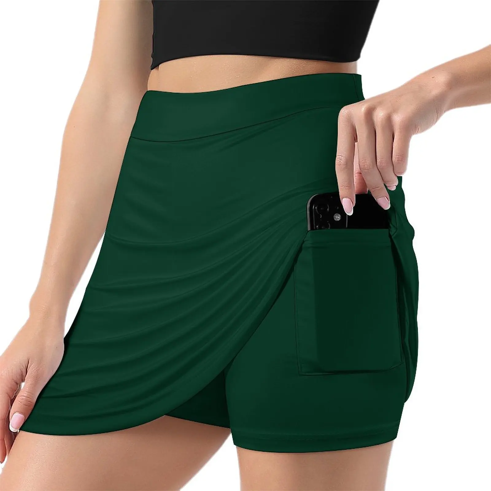 PLAIN SOLID COLOR DARK GREEN - FESTIVE CHRISTMAS COLORS ACCENTS AND HUES Mini Skirt skirts for woman Women skirt