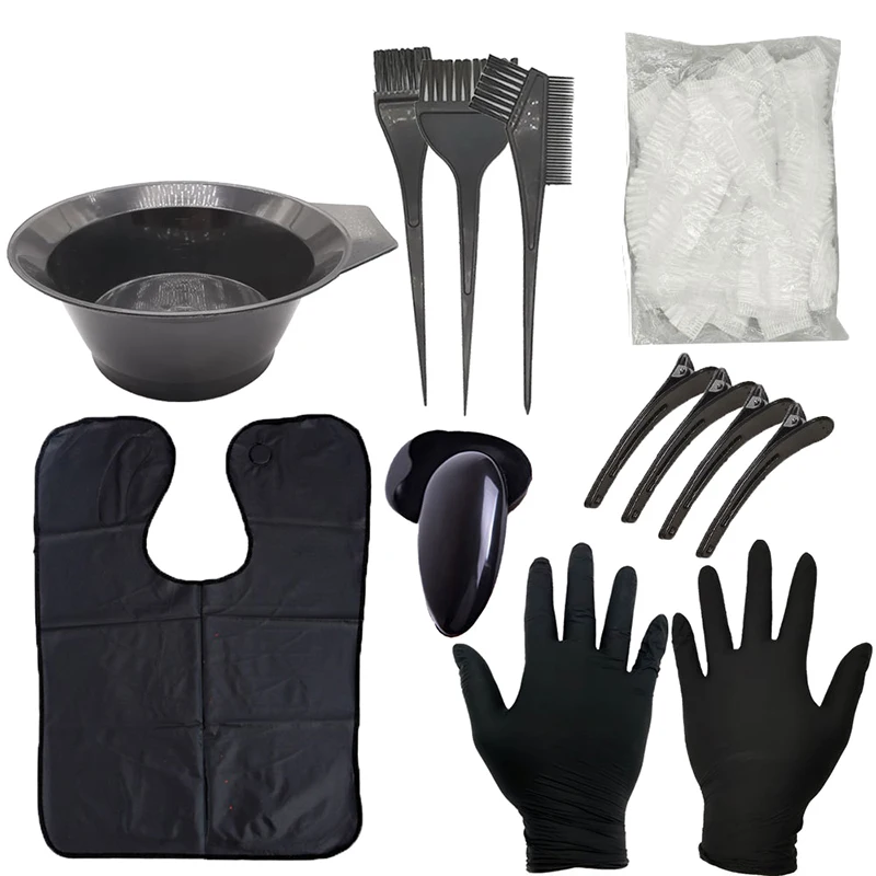 5/7/9Pcs Hair Dyeing Kit Hair Salon Hair Dyeing Hairdressing Brush Bowl Set Plastic Color Mixing Bowl DIY Hairdressing Tools