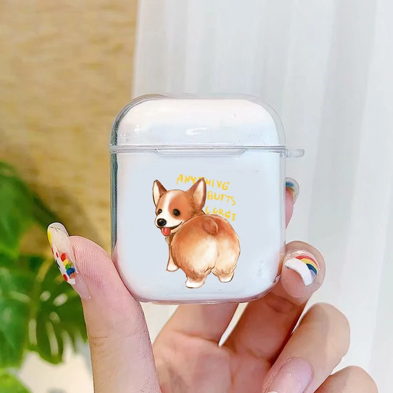 Cute Corgi Soft Clear Case Cover For Airpods 1 2 3 4 Pro 2 wireless Bluetooth Earphone case Headphone Protection cover Fundas