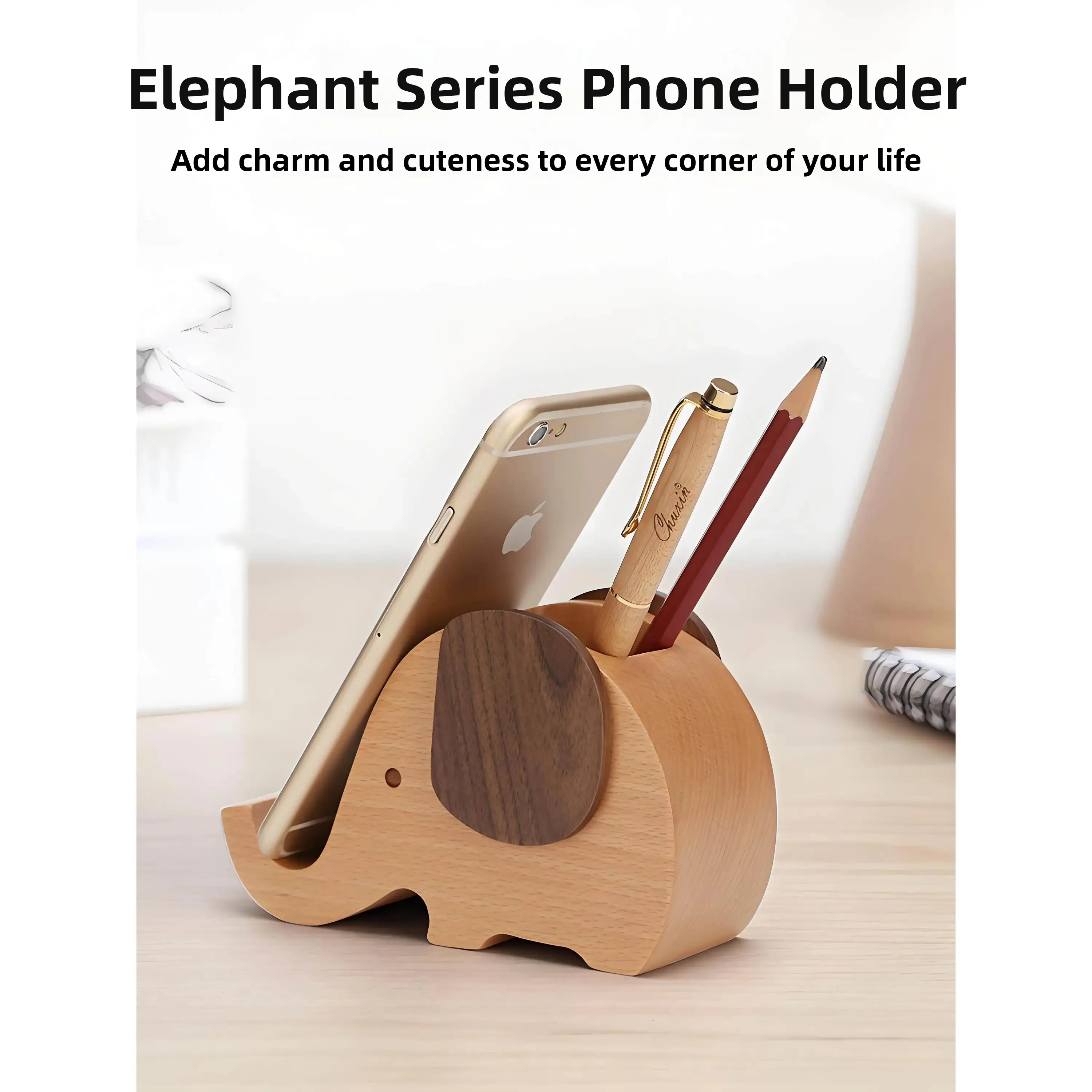 innovative-elephant-pen-holder-mobile-phone-stand-zelkova-wood-office-supplies-storage-decoration-gifts-desktop-stationery