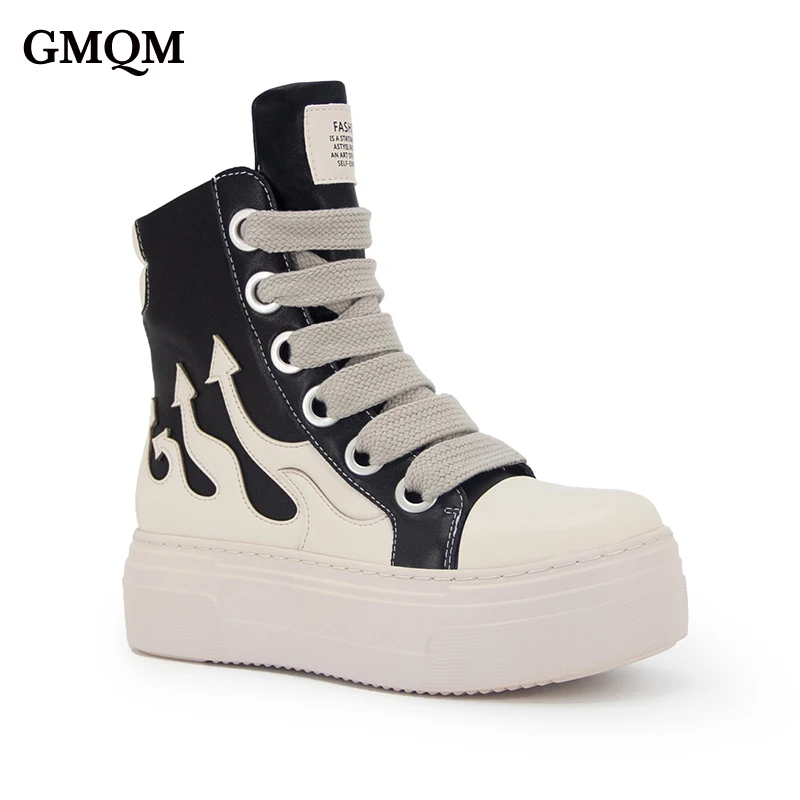 GMQM Classic Fashion Women's Ankle Boots Fire Platform Sports Sneakers Shoes Thick Sole Casual Round Toe Shoes Punk Gothic Style