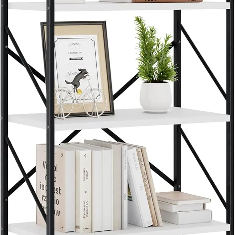 

5-уровневая белая книжная полка для домашнего офиса и гостиной: органайзер для хранения с отдельно стоящими полками