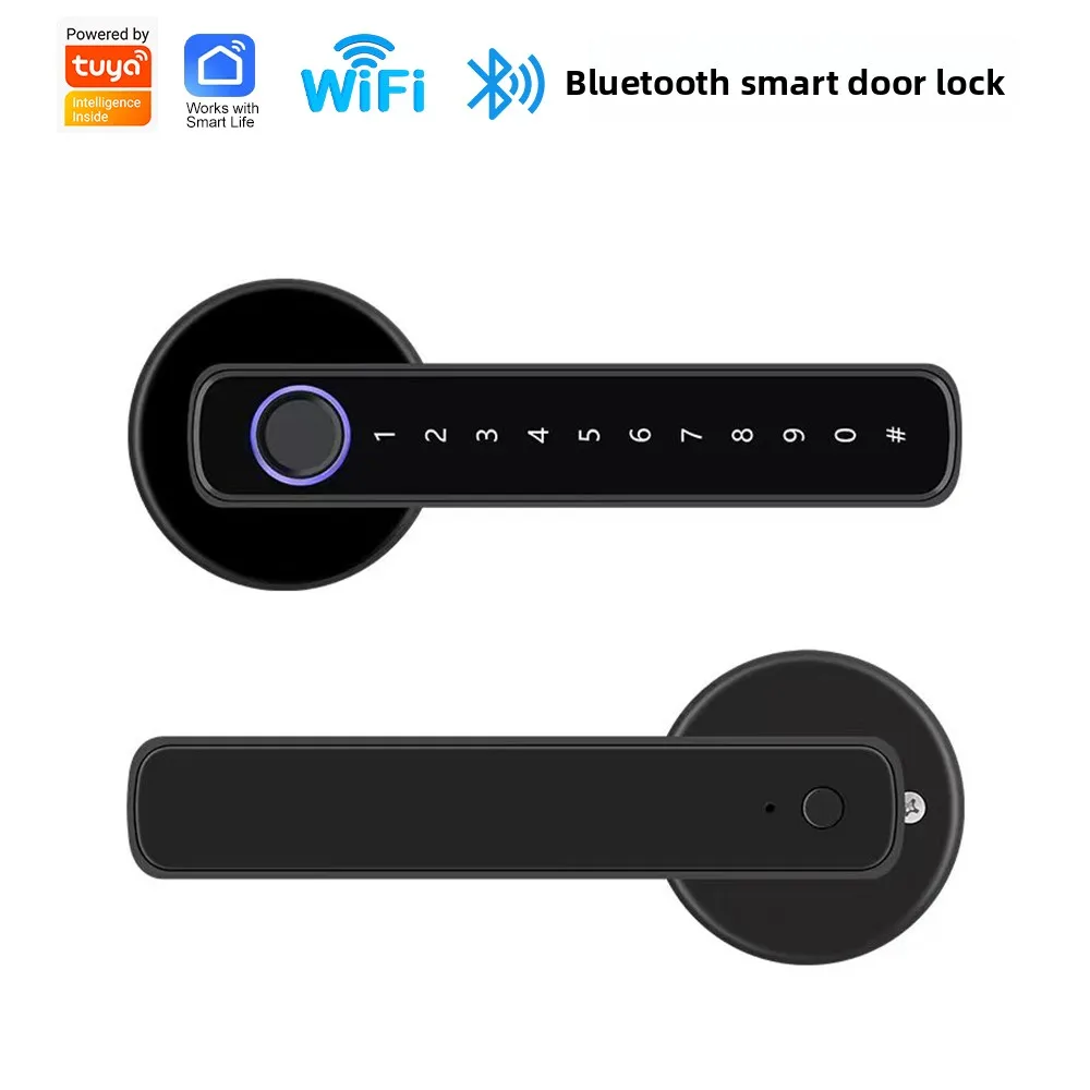 Smart Biometric Keyless Entry Fingerprint Door Lock for Bluetooth Wi-Fi Enabled Tuya APP Control Temporary Password