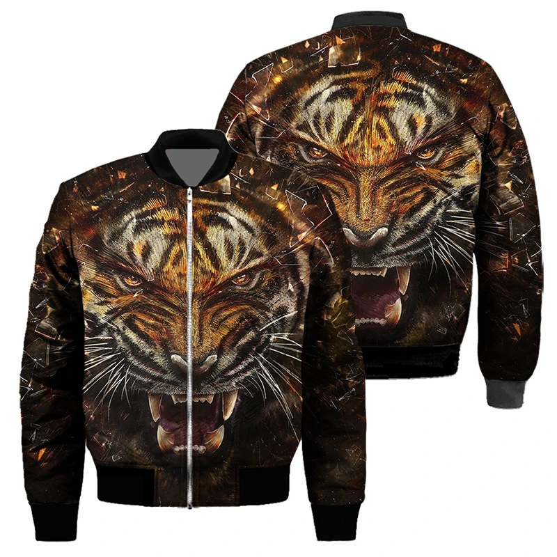 Tiger Print Zipper Hoodies Sweatshirts 3D Printed Jackets For Men Women Clothing Casual Fashion Trendy Unisex Coat Jacket Tops