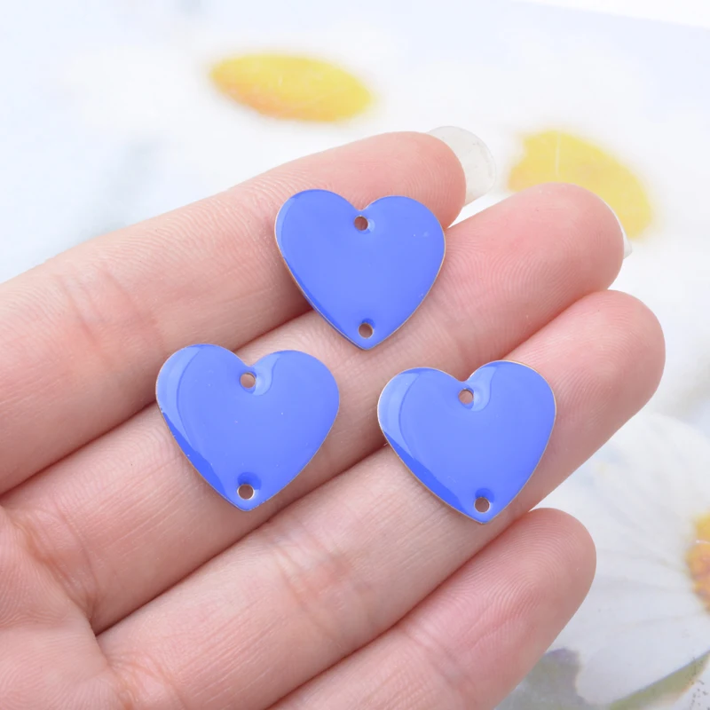 10 Stück Kupfer-Emaille-Herz-Verbinder-Anhänger, beidseitig emaillierte Herzen, Charms für DIY-Schmuck, Ohrring-Zubehör – Detail 7