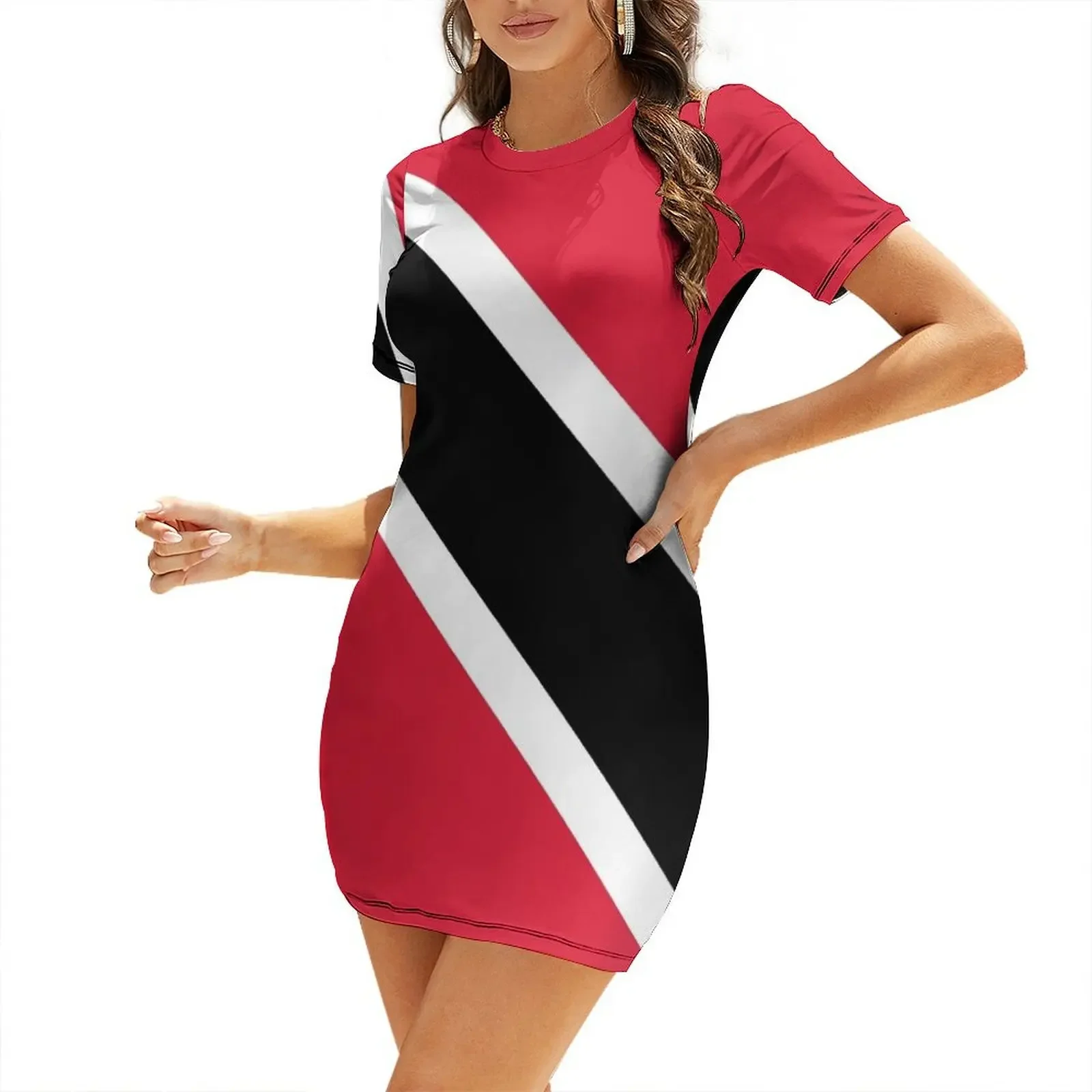 

Trinidad & Tobago Flag Short-Sleeved Dress Woman dresses evening dresses luxury 2026