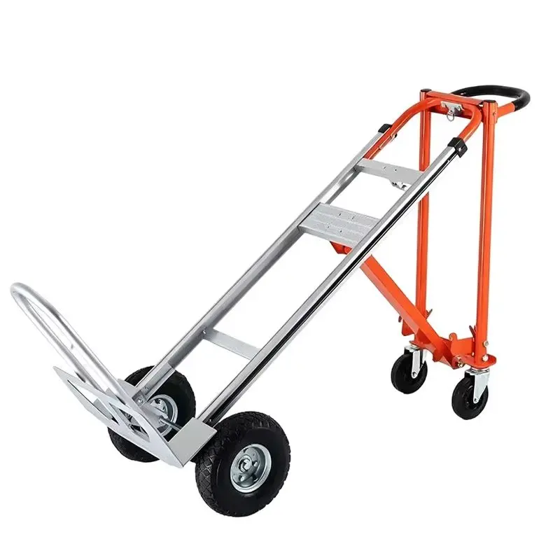 Folding Aluminum Hand Truck Dolly Adjustable Handle Multifunctional Portable Flatbed Cart Logistics Warehouse Cargo Trolley