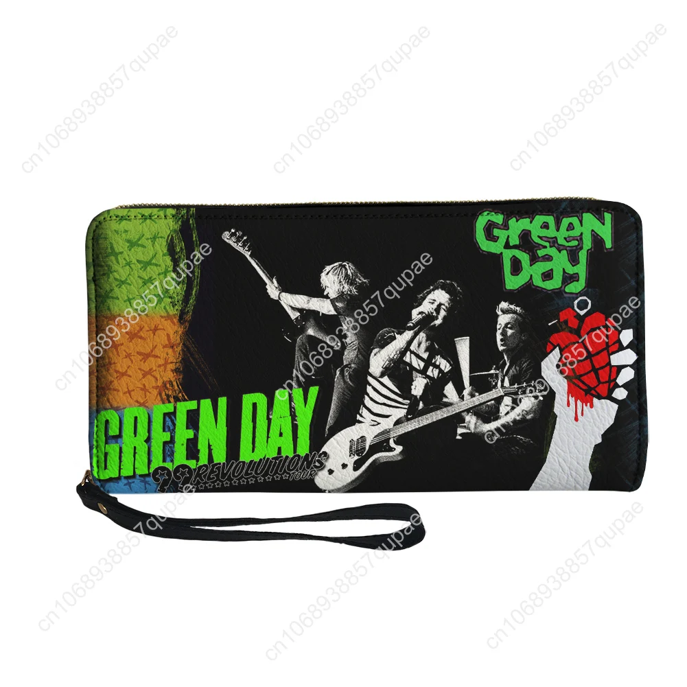 Green Day Pop Rock Band Custom Wallet Purse Mens Womens Teenagers Zipper Long Wallets Double Print  Portable Wallet Gift Bag