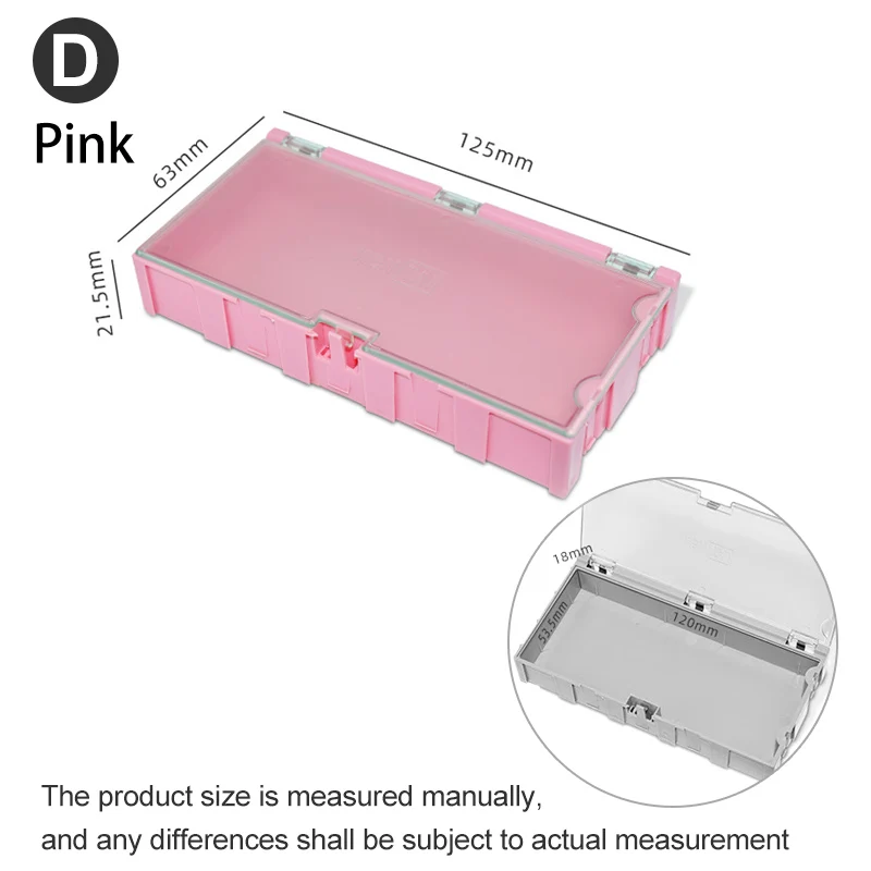 SMT SMD Container Box, Electronic Components Parts Storage Case with Transparent Lid, Mini Component Assortment Storage Box