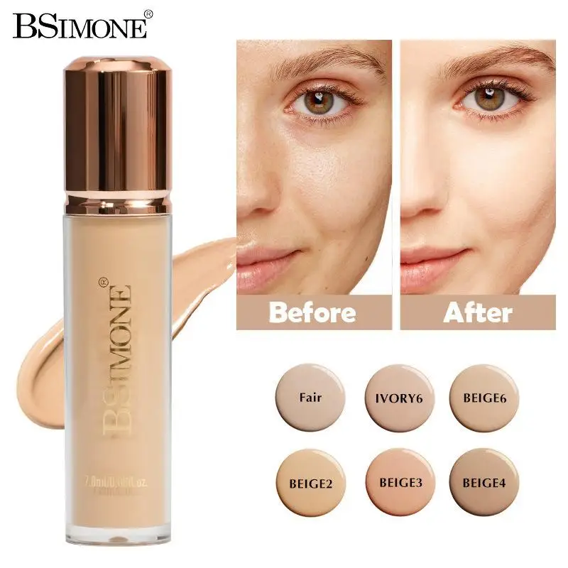 รองพื้นเนื้อลิควิด BSIMONE ปกปิดเต็มที่ ควบคุมความมัน ติดทนนาน เนื้อเนียน บางเบา ปกปิดอย่างเป็นธรรมชาติ กันน้ำ เนื้อแมท