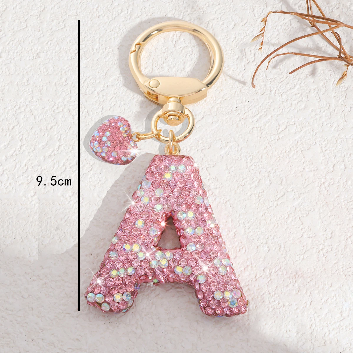 Initial Keychain for Women Girls, Bling Letter Key Chain Initial with Heart, Pink Keychain Charms for Backpack Handbag
