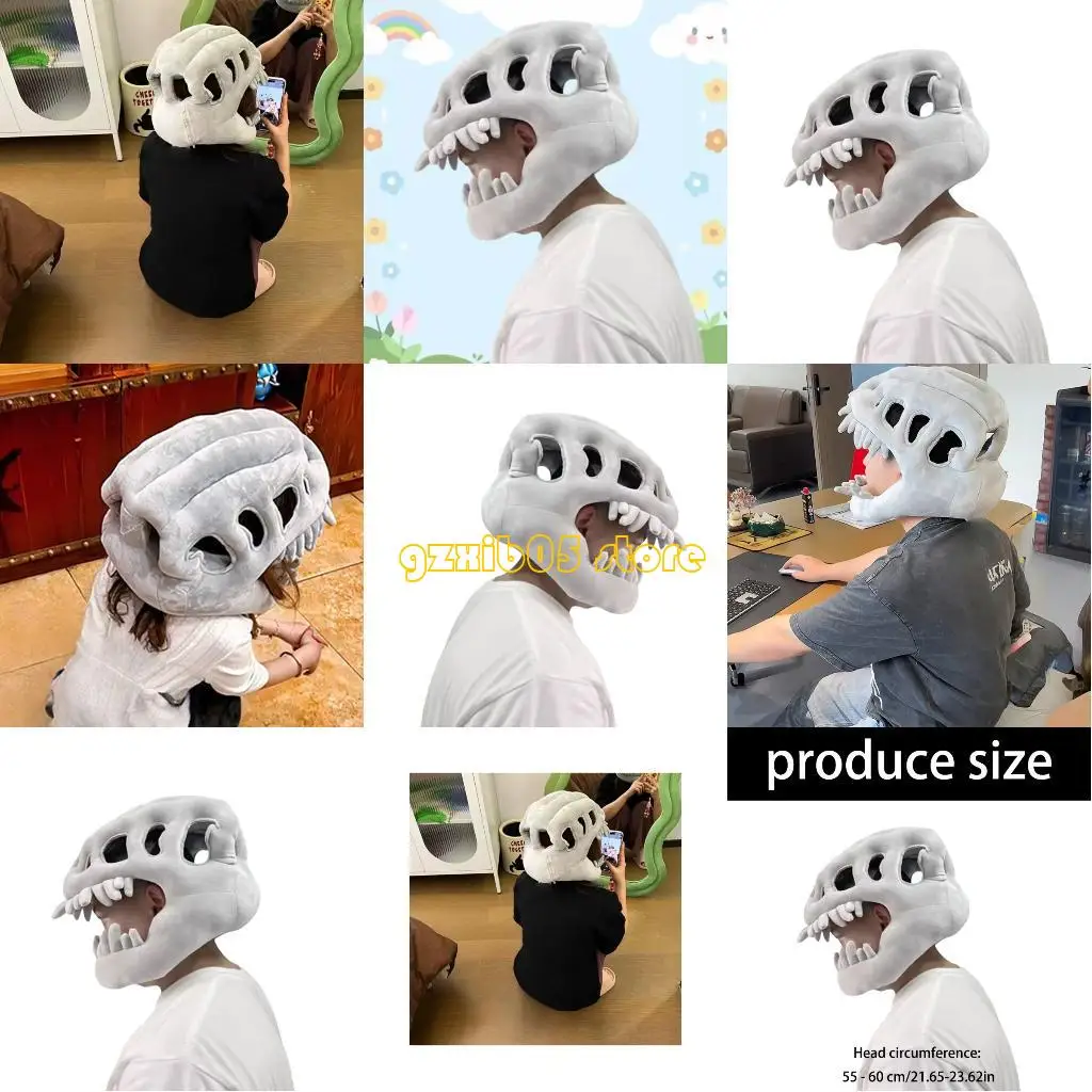 

C9GE Realistic Dinosaur Skull Headgear with Easy On Off Zippered Design for Theme Event Halloween Cosplay Party Dressingup