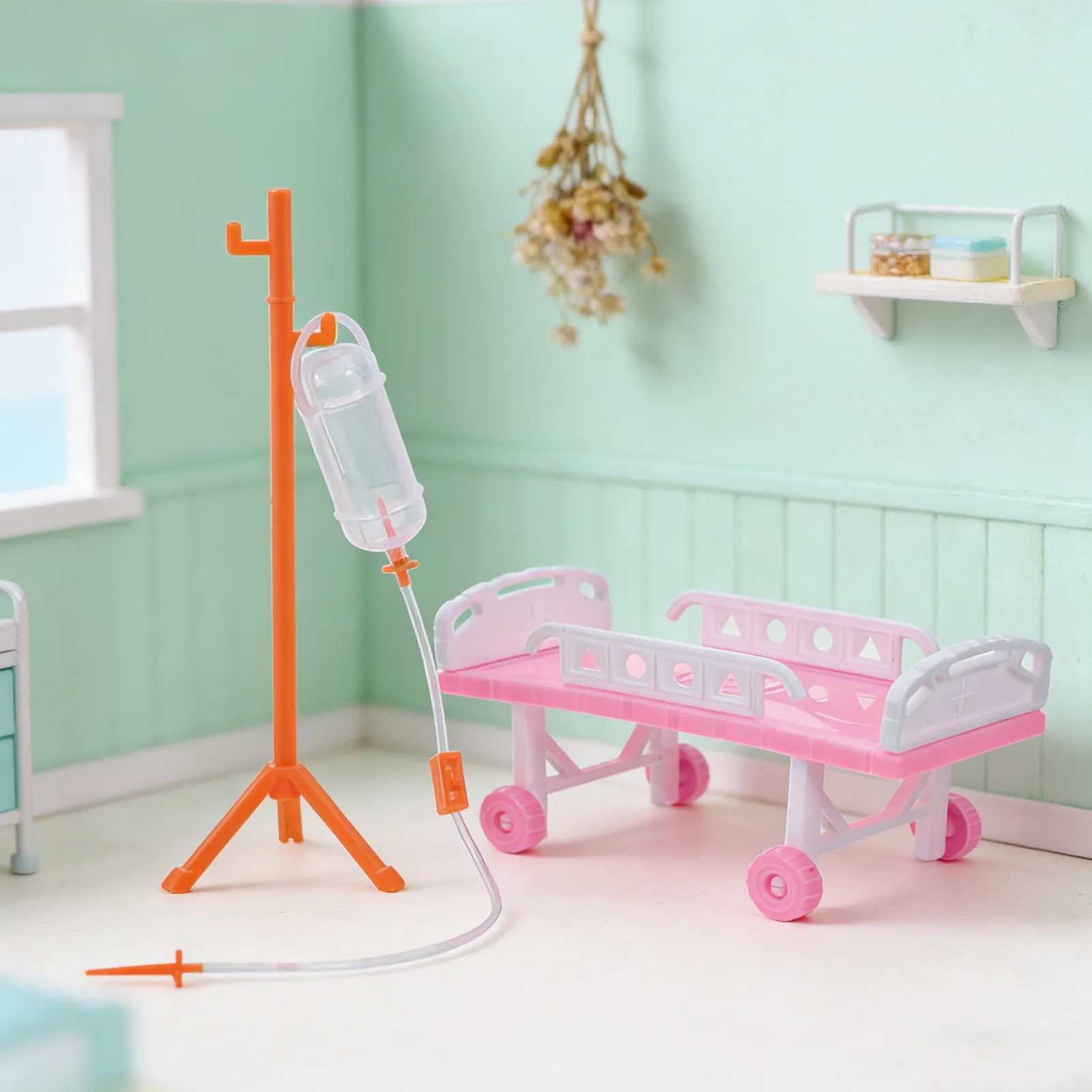 1Set Kids Doctor Role Play Set Simulation Hospital Bed and Iv Bottle Interactive Kit Pretend Cognition Learning