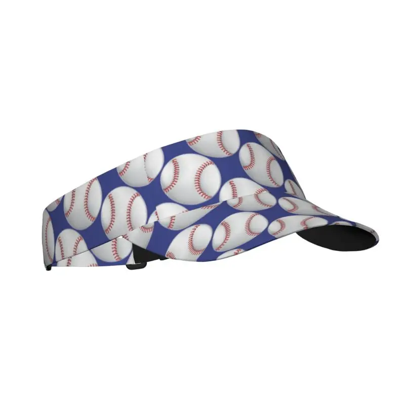 White Baseball Print Sports Sunscreen Visor Hats Adjustable Unisex Lightweight Cooling Empty Top Visor Hat for Baseball Tennis