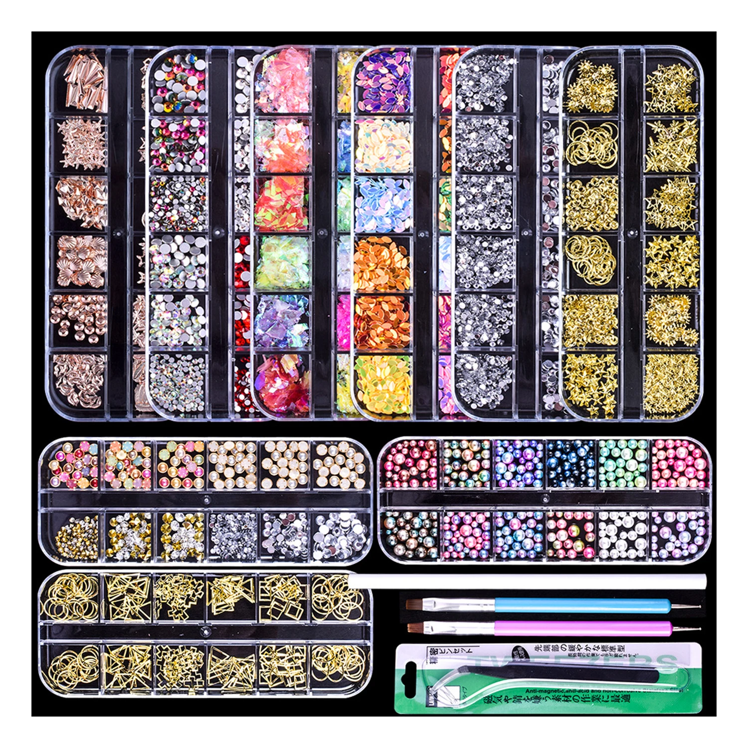

3D Nail Art Rivets Jewelry Pearl Nails Rhinestones, Colorful Pearl Sequins for DIY Crafts Creative Nail Art Accessories