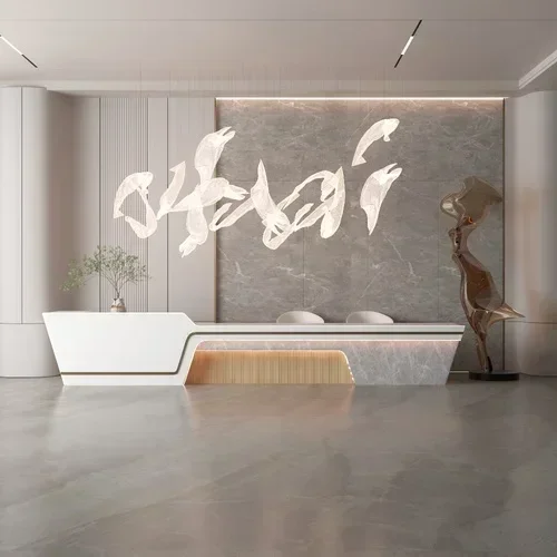 MLY Hotel Reception Desk Beauty Salon Reception Desk Cashier Desk Simple  Clothing Store Counter Solid Wood Custom Bar Counter