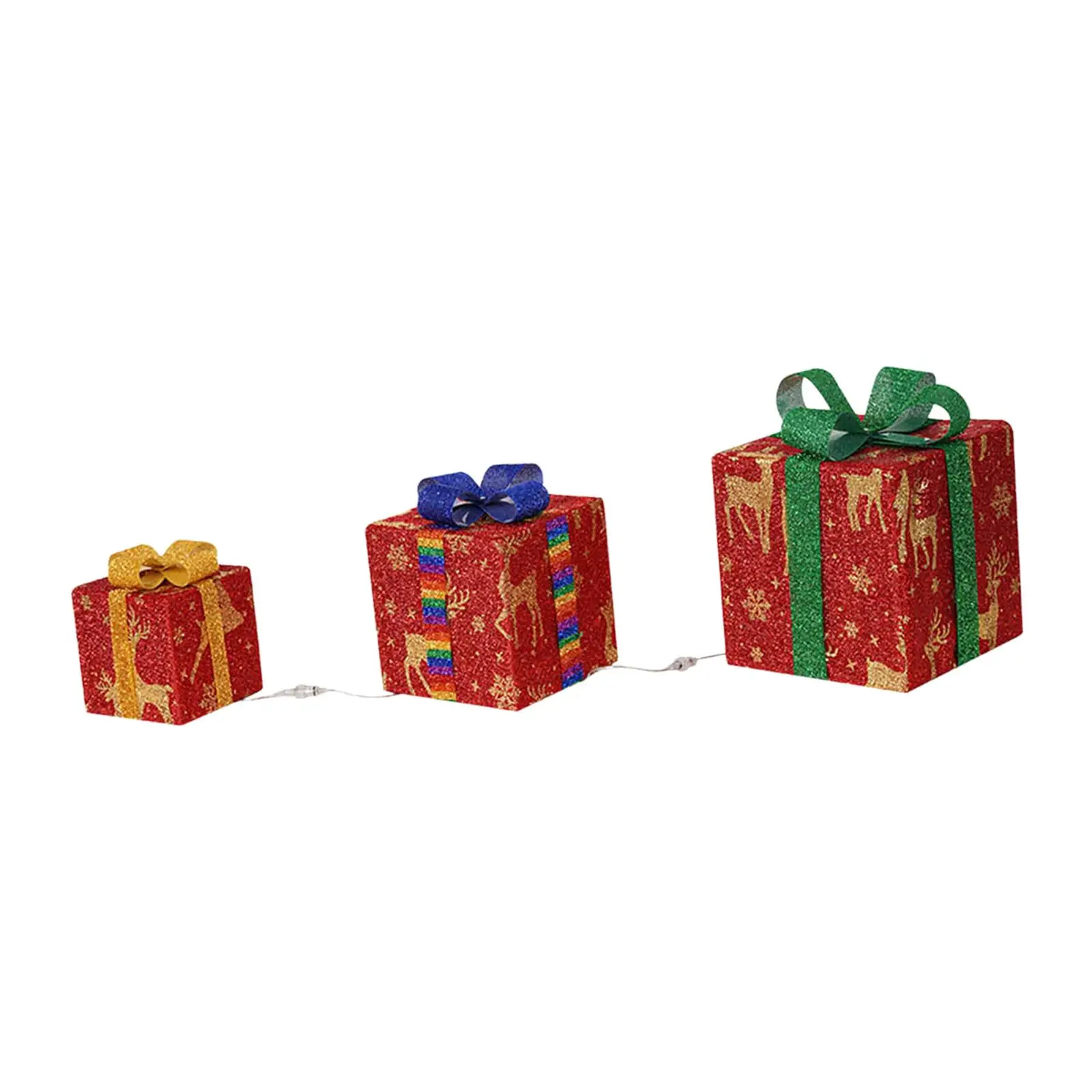 Multifuncional Natal Caixas De Presente, Light Up Decoração, Decoração De Natal, 3Pcs