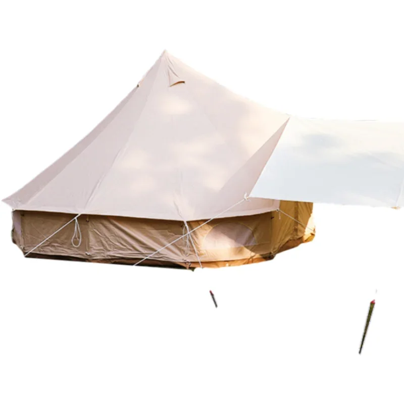 

2023 New Style Yurt Mongolian Luxury Glamping Cotton Canvas Bell Tent 5M Camping Outdoor