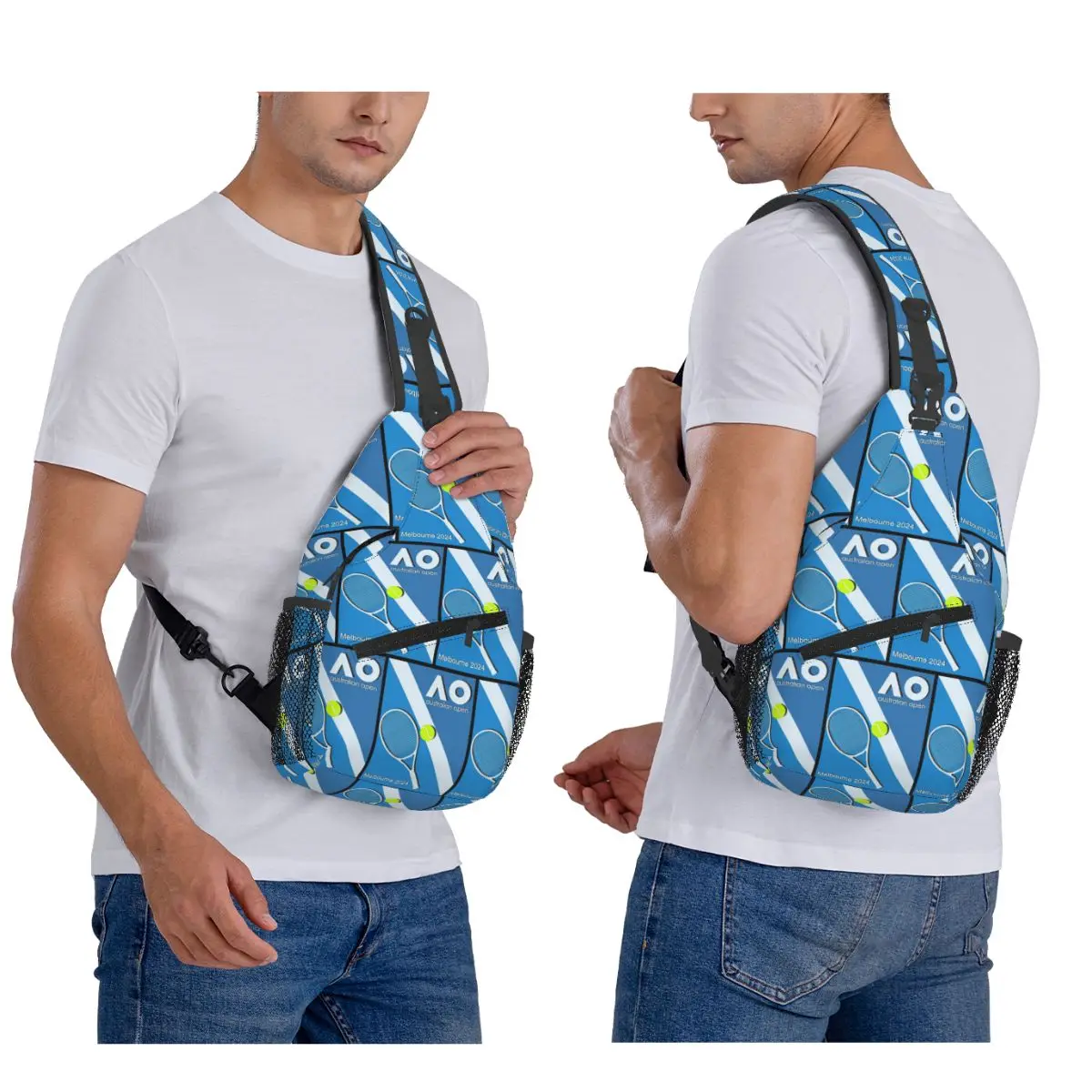 

Australian Open AO Chest Bag Men Sling Crossbody Backpack Chest Bag Travel Hiking Daypack Shoulder Bag