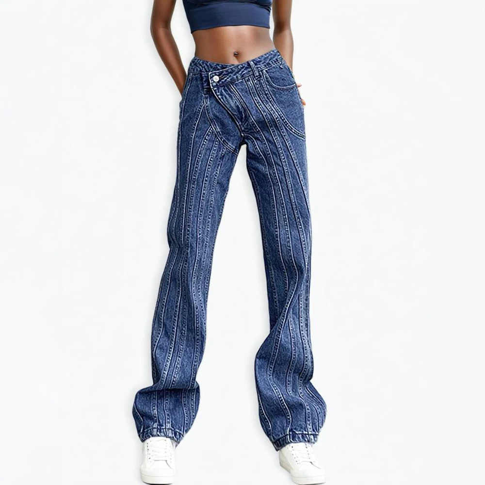 

Джинсы Женские однотонные в уличном стиле, длинные брюки-клеш из денима в стиле пэчворк с завышенной талией и карманами, винтажная одежда на осень