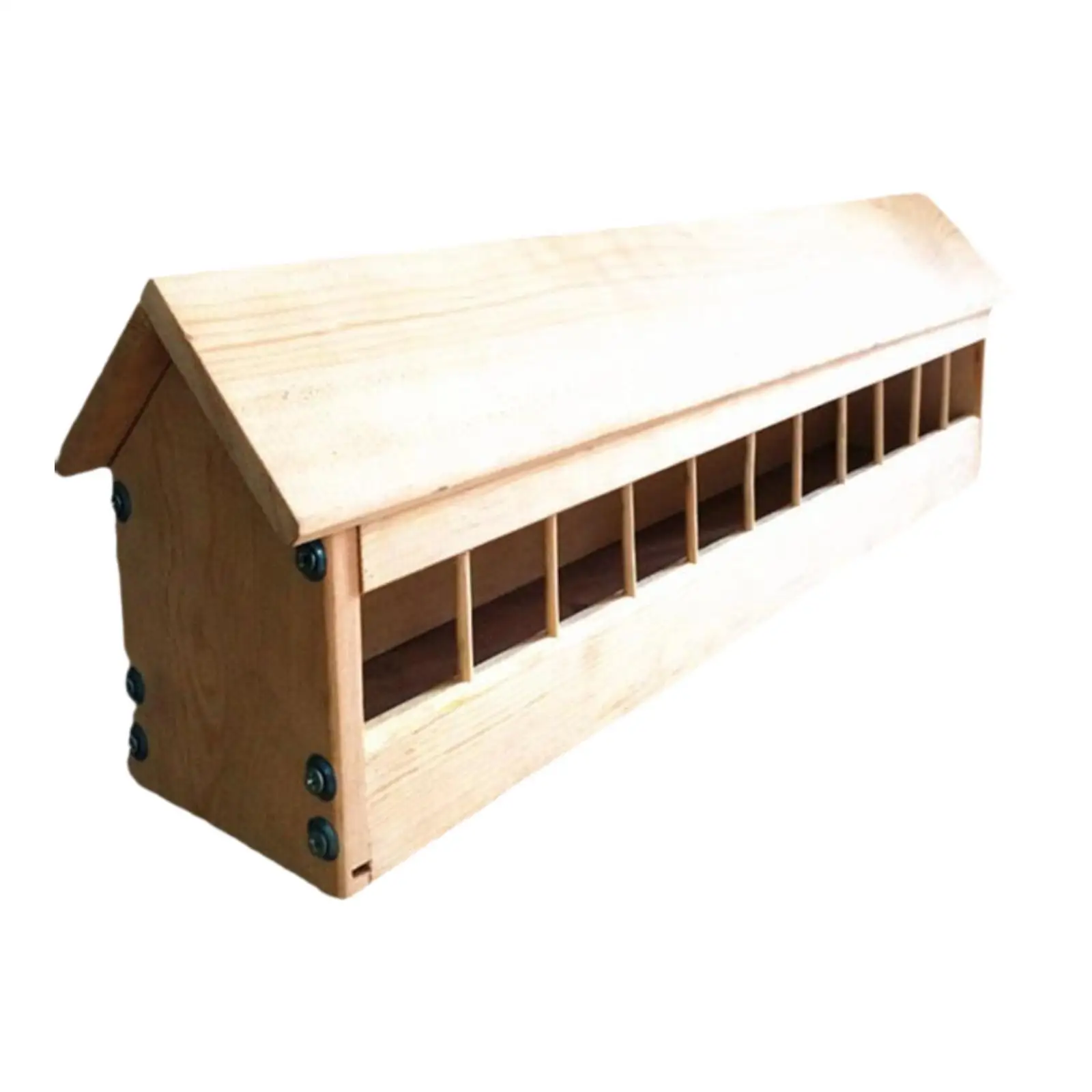 Wooden Pigeon Feeder Slot Container Wood House Design Backyard Less Waste Poultry Trough Dish for Ducklings Chicks Birds Poultry