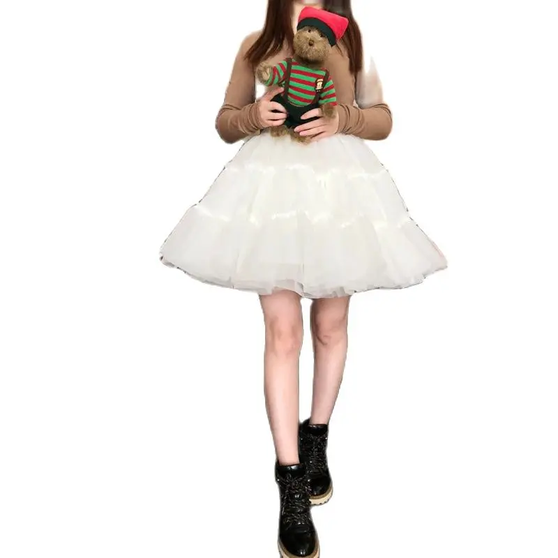 MisShow Vintage Short Tulle Wedding Petticoat Underskirt Women Adult Crinoline Tutu Skirt Half Slips Bridal Accessory image 6