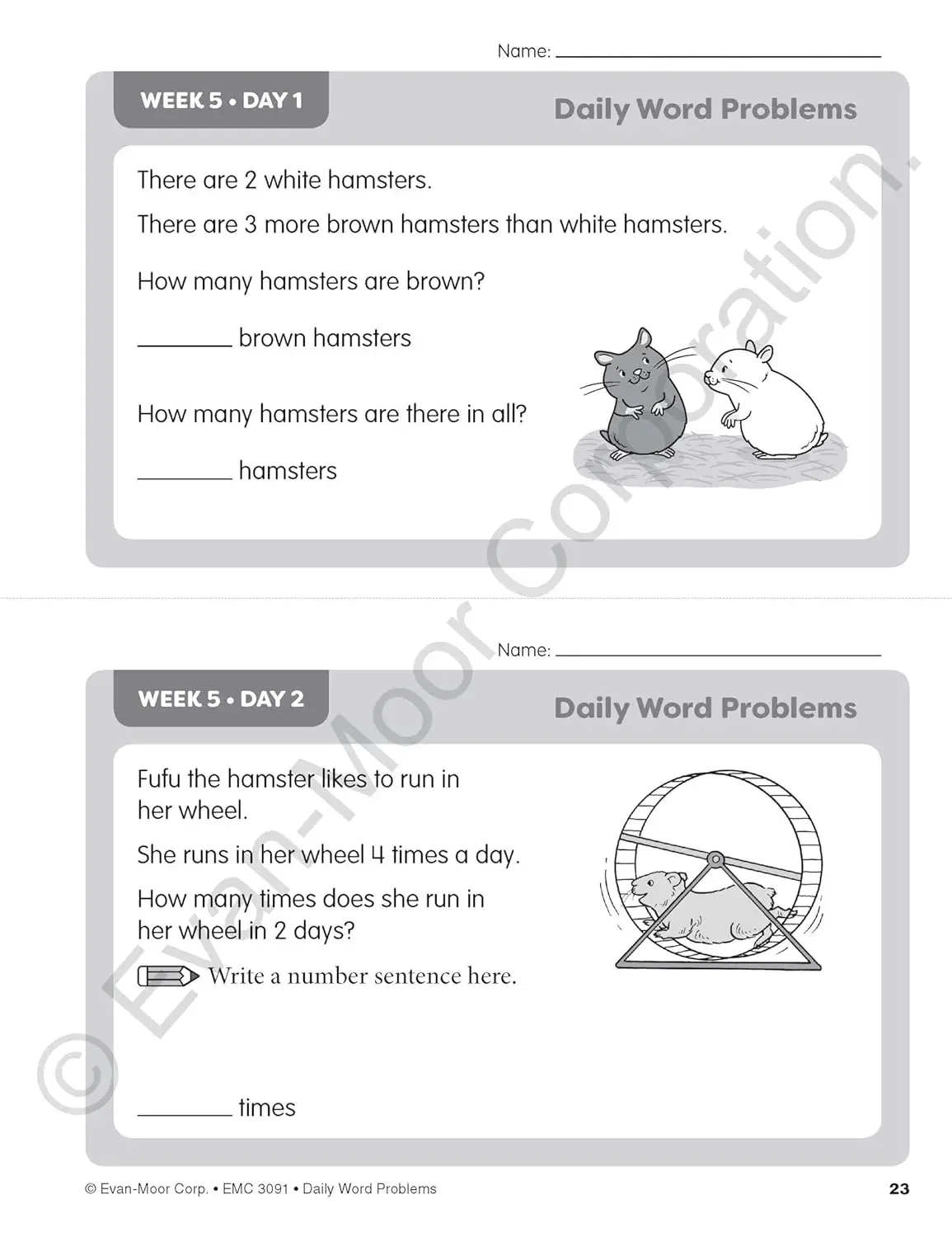 Evan-Moor Daily Word Problems, Grade 1 Workbook,aged 5 6 7 8, English book 9781629385389