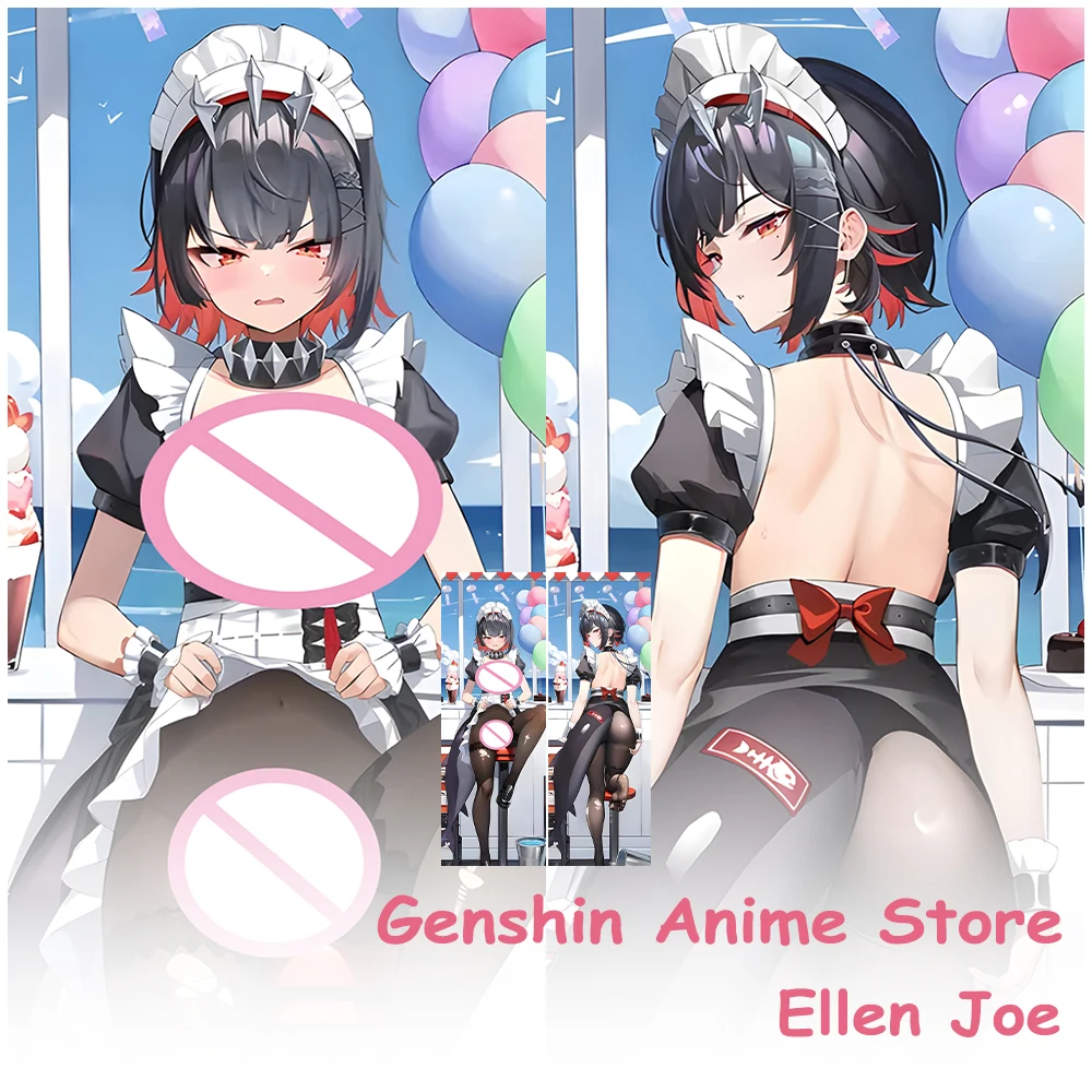 Anime Ellen Joe Dakimakura poszewka na poduszkę styl pokojówki Ellen Joe Cartoon poszewka na poduszkę przytulanie rekwizyty do Cosplay zagłówek poszewki na poduszki