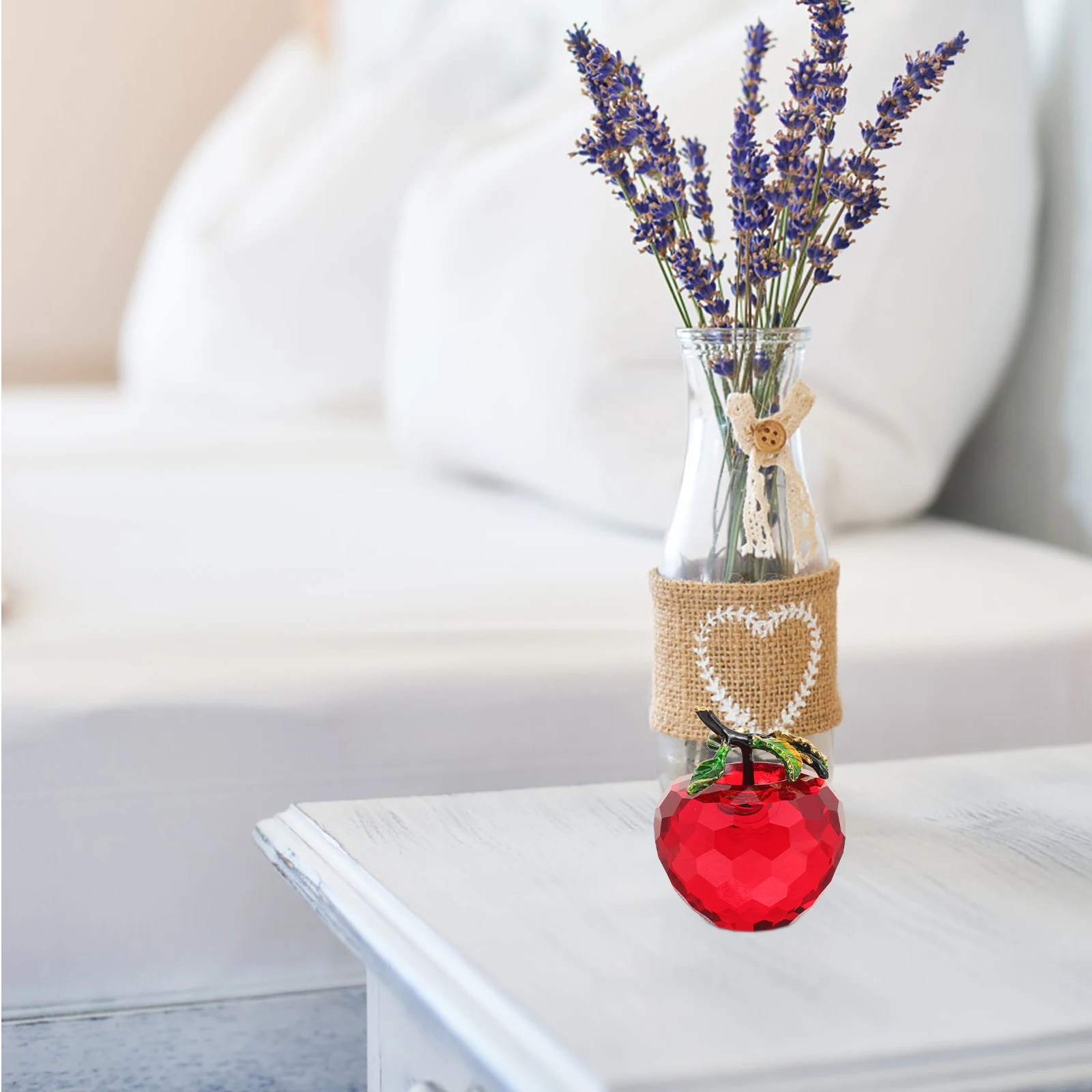 

Crystal Apple nament Decorative Home Accessories Craft Gift for Car Hotel Bar Office Living Room Bedroom Tabletop Adornment