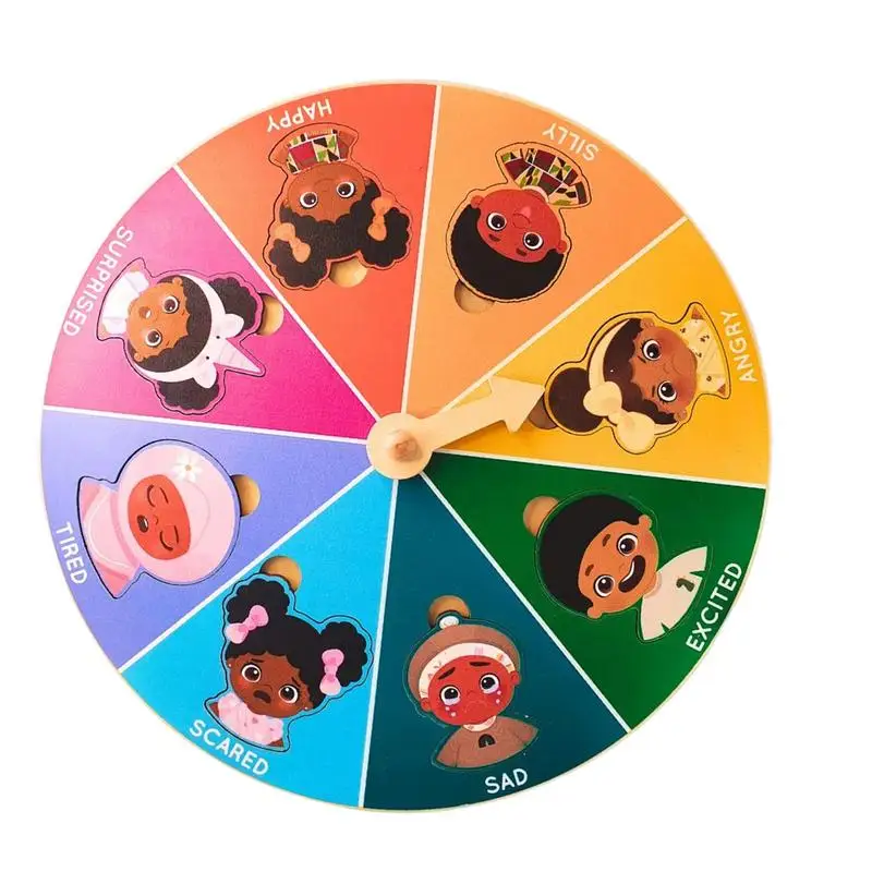 Emotion Wheel Kids Toys Wood Toddler Feeling Expression Spinner Emotion Regulation Spinner Social Emotional Learning Feelings