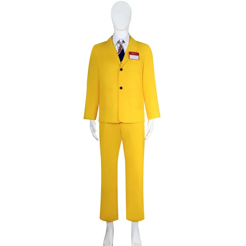 Disfraz de película BOB para hombre y mujer, abrigo con corbata, pantalones superiores, trajes, traje amarillo BOB, uniforme, disfraz de Carnaval y Halloween, ropa de fiesta