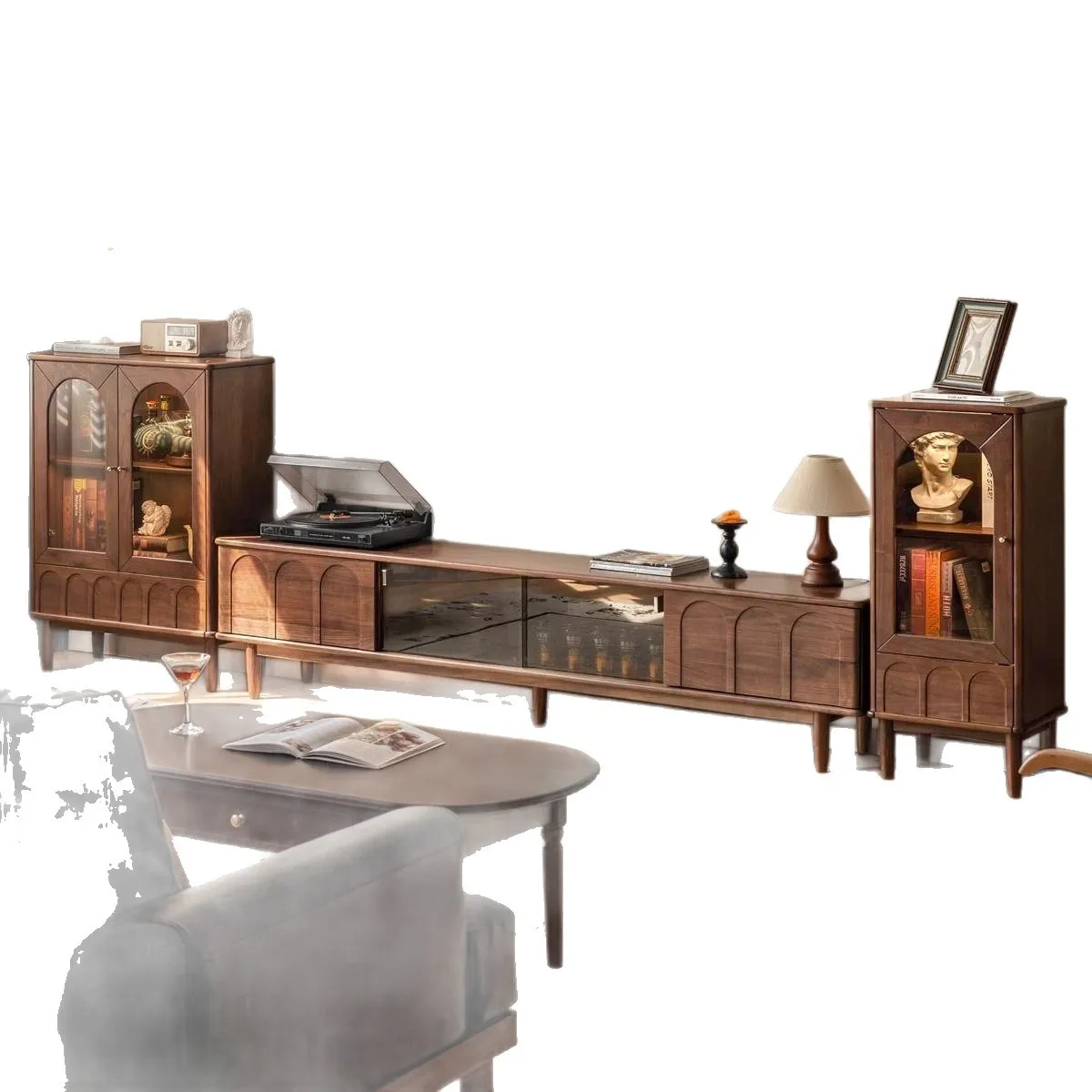 living room vintage TV cabinet,  high-appearance display cabinet