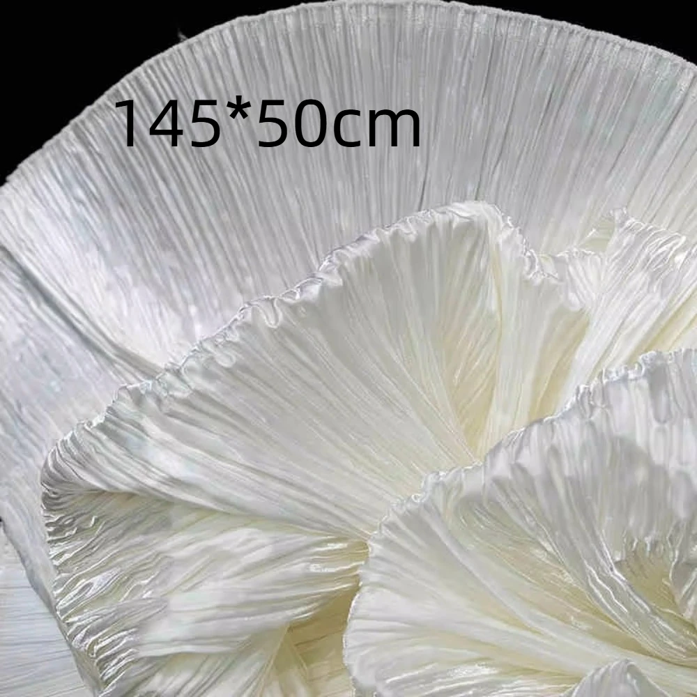 Bright Luster Forged Pleated Fabric Polyter DIY Water-gloss Fabric Fabric Design 145cm Width Small Crinkle Fabric