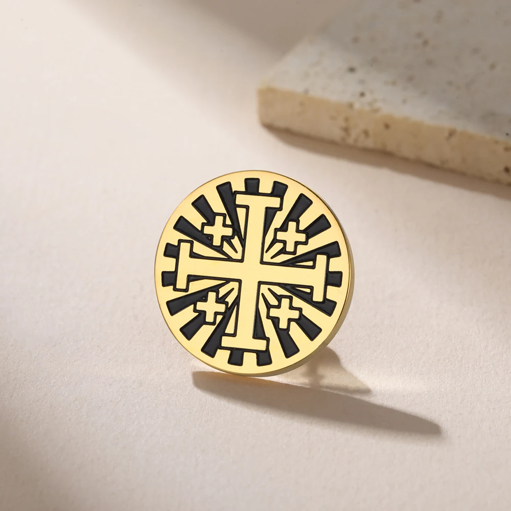 Dawapara Jerusalem Kreuz Brosche Pins Religiöses Gebet Glaube Griechisch-orthodoxer Schmuck Schutz Amulett Edelstahl Zubehör – Detail 12
