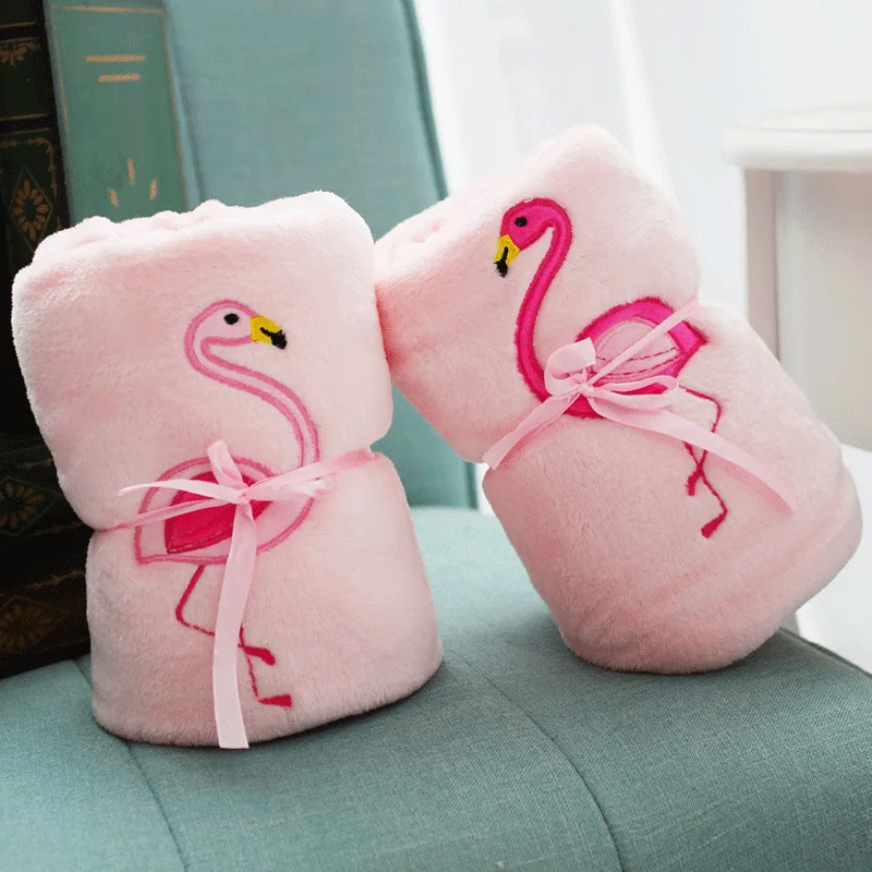 Flamingo Heated Blanket Double-sided Flannel Soft Air Conditioner Blanket Cute Bed Sheet Sleep Cover Valentine's Day Gift