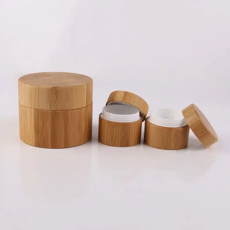 

eco friendly Biodegradable Wooden Empty all-inclusive bamboo jar packaging cosmetic body cream face cream jar for face care