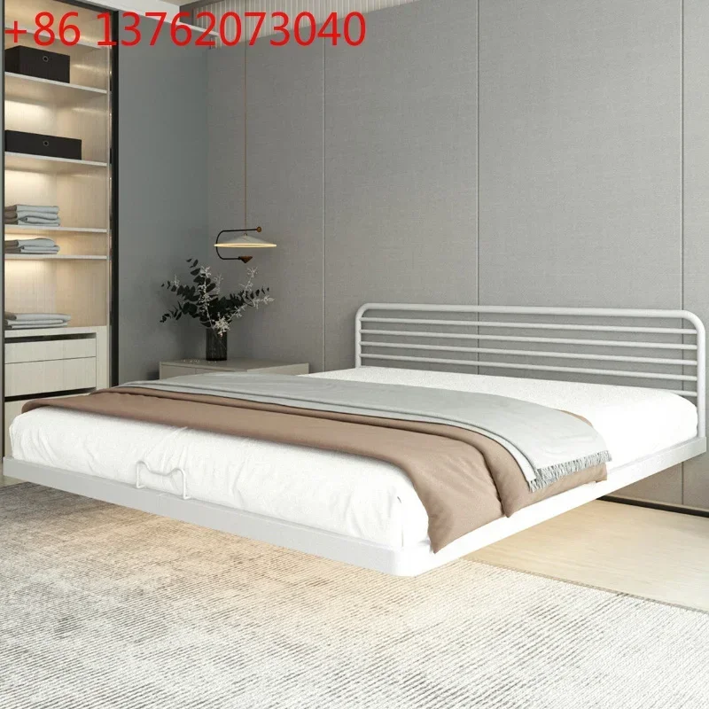 Nordic minimalist double bed Italian luxury metal bed frame floating master bedroom cama de monstruo gigante interior furniture