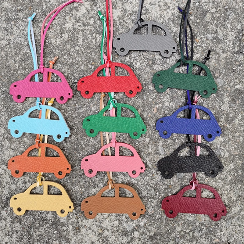 Fashion Little Car Shaped Leather Pendant Keyring Ladies Backpack Bag Ornaments Accessories