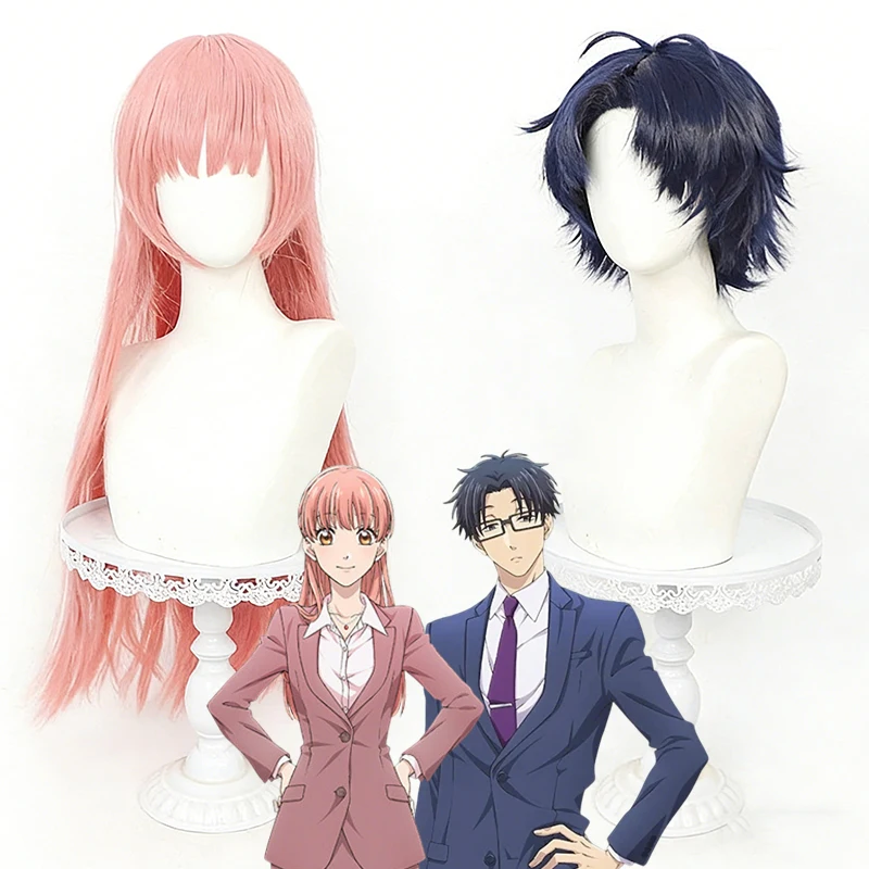 

Аниме-парик для косплея «Любовь сложна для отаку» с персонажами Наруми Момосе и Нифуджи Хиротака, розово-голубой, термостойкий, синтетический, для женщин и мужчин